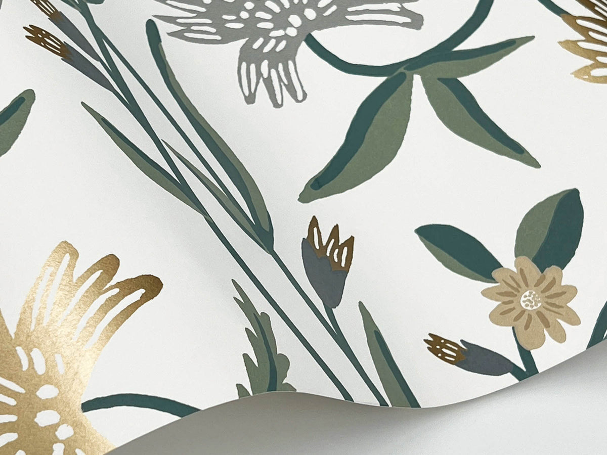Rifle Paper Co. Aster Wallpaper - Gold