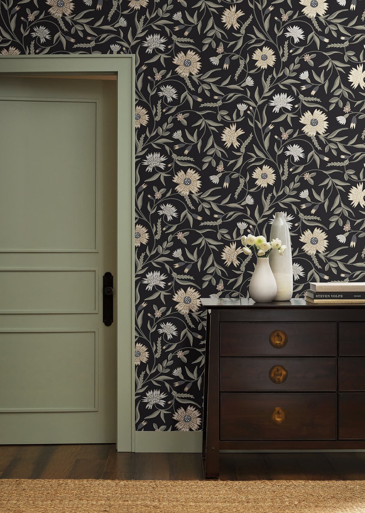Rifle Paper Co. Aster Wallpaper - Black