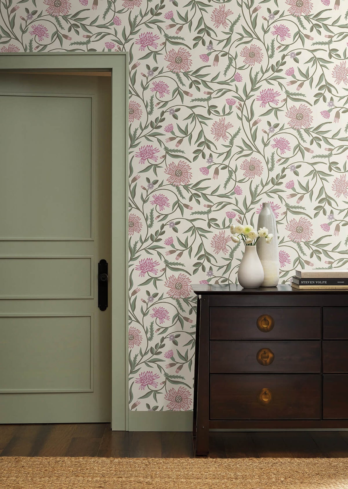 Rifle Paper Co. Aster Wallpaper Sample - Rose