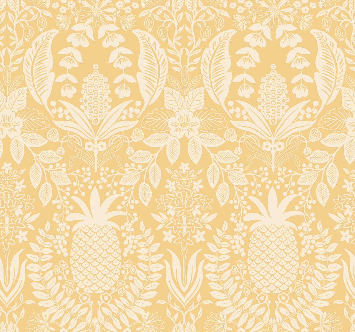 Rifle Paper Co. Pineapple Damask Wallpaper - Yellow