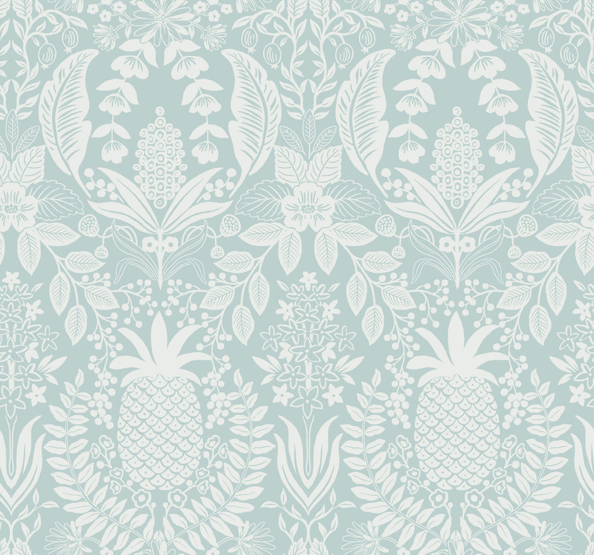 Rifle Paper Co. Pineapple Damask Wallpaper - Light Blue