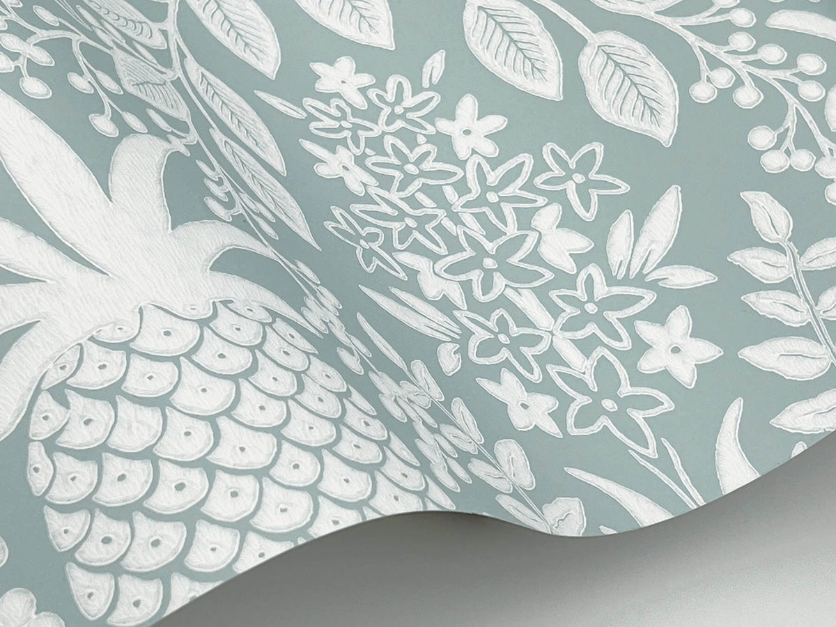Rifle Paper Co. Pineapple Damask Wallpaper - Light Blue