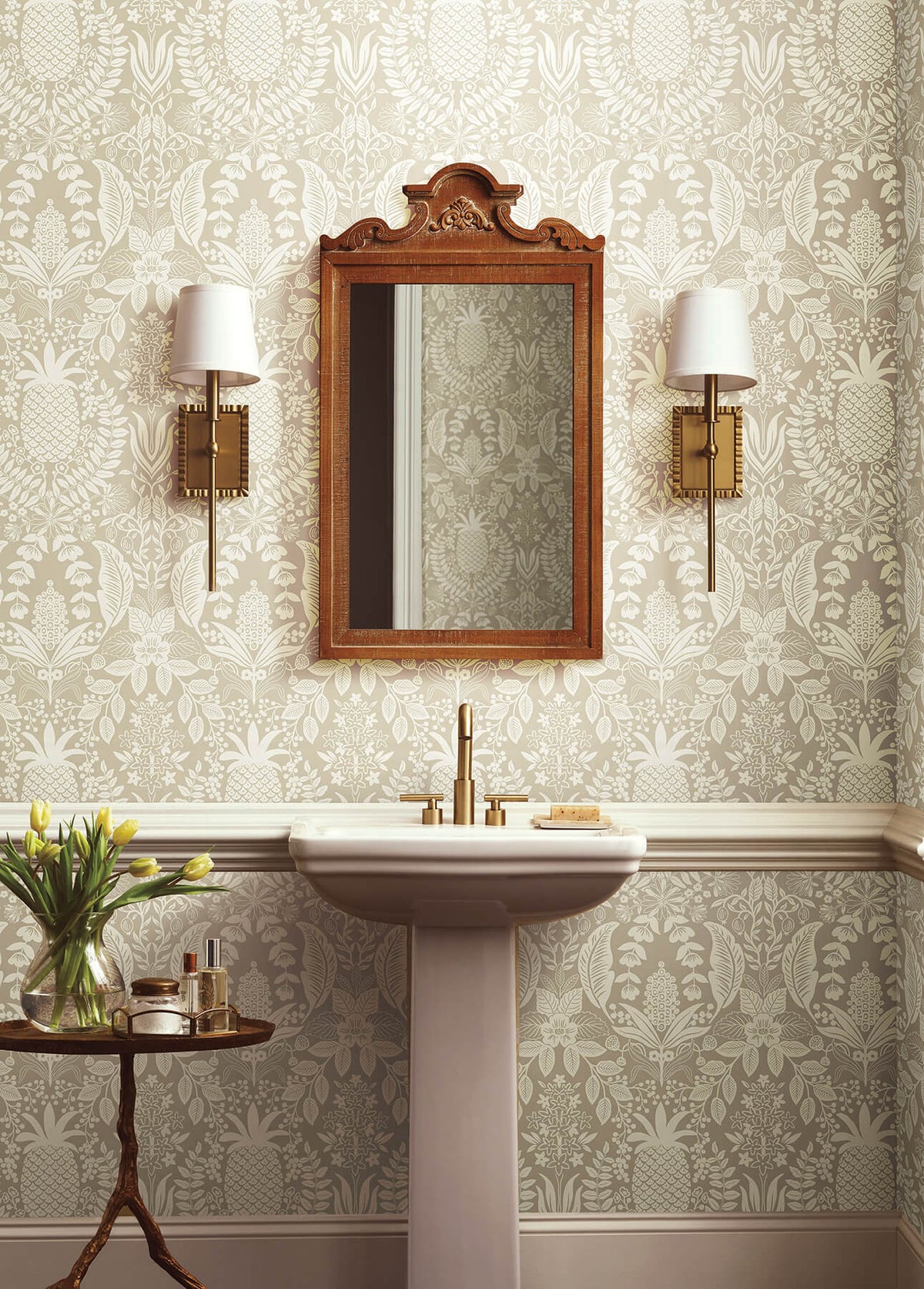 Rifle Paper Co. Pineapple Damask Wallpaper - Linen