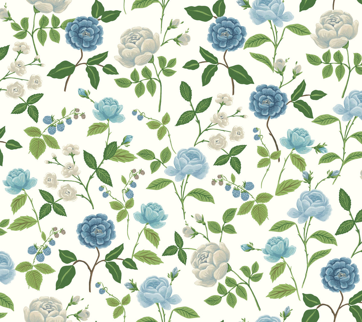 Rifle Paper Co. Roses Wallpaper Sample - Blue