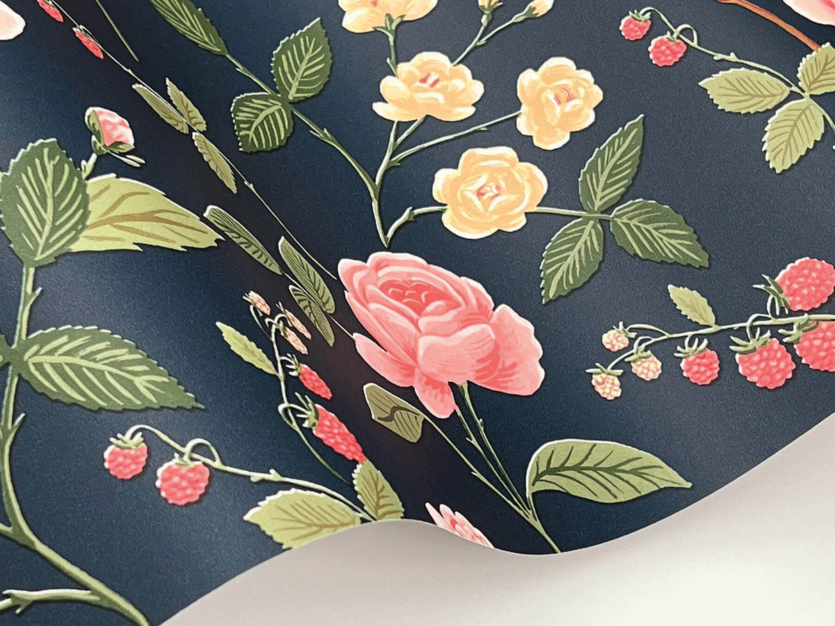 Rifle Paper Co. Roses Wallpaper - Navy
