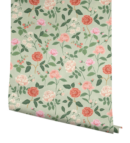 Rifle Paper Co. 3rd Edition Roses Wallpaper - Mint
