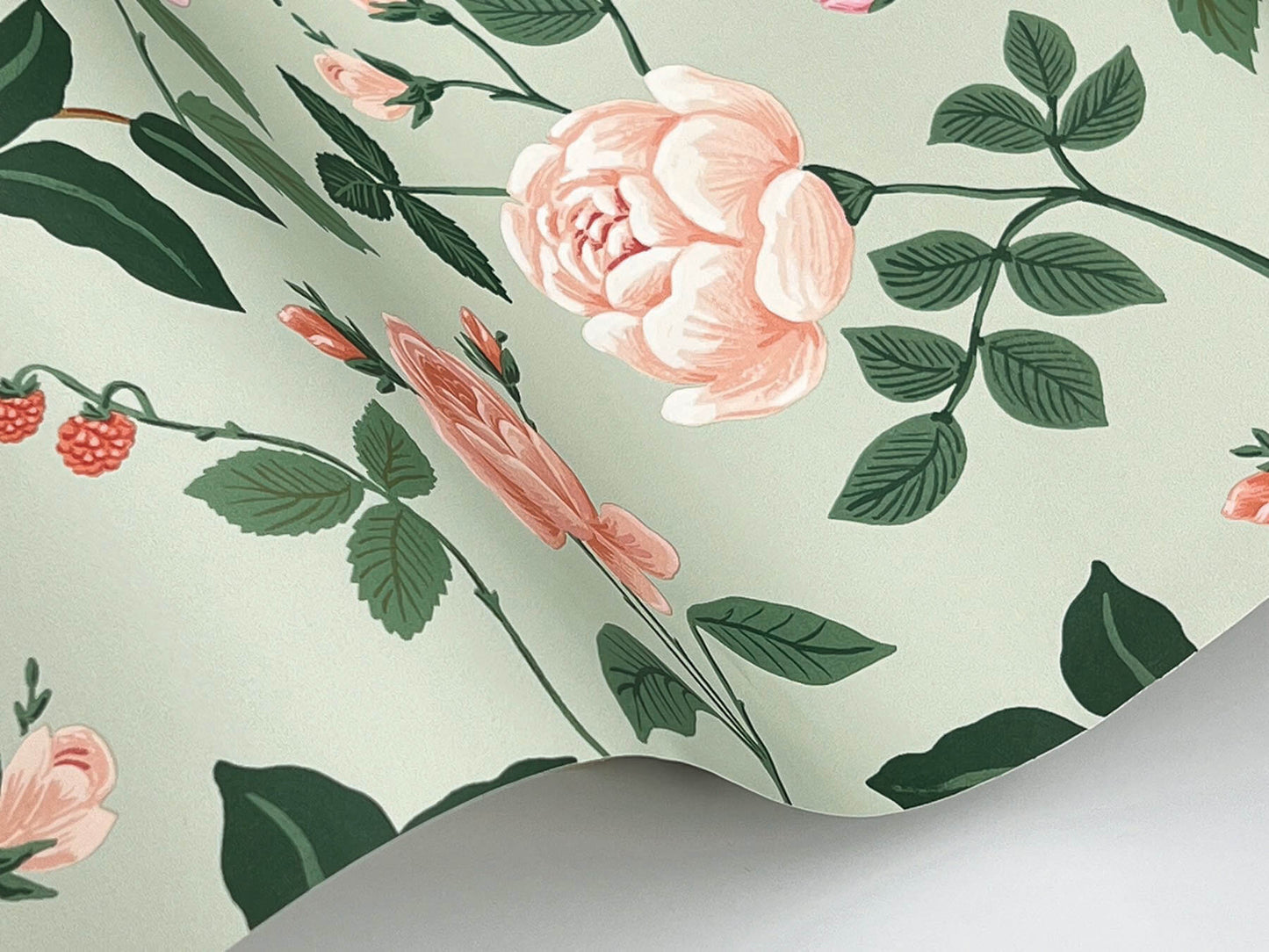 Rifle Paper Co. 3rd Edition Roses Wallpaper - Mint
