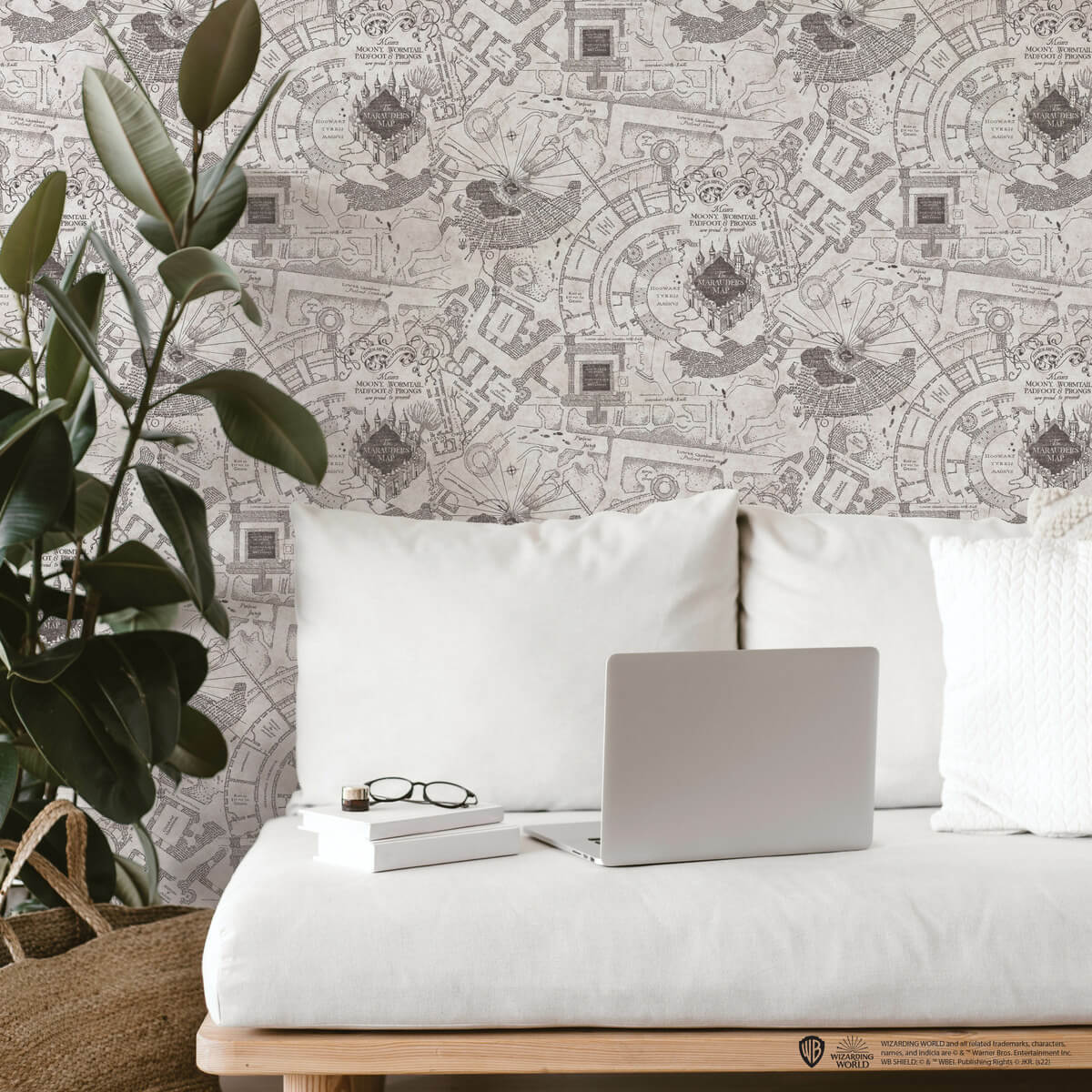Harry Potter Marauder's Map Peel & Stick Wallpaper - Gray