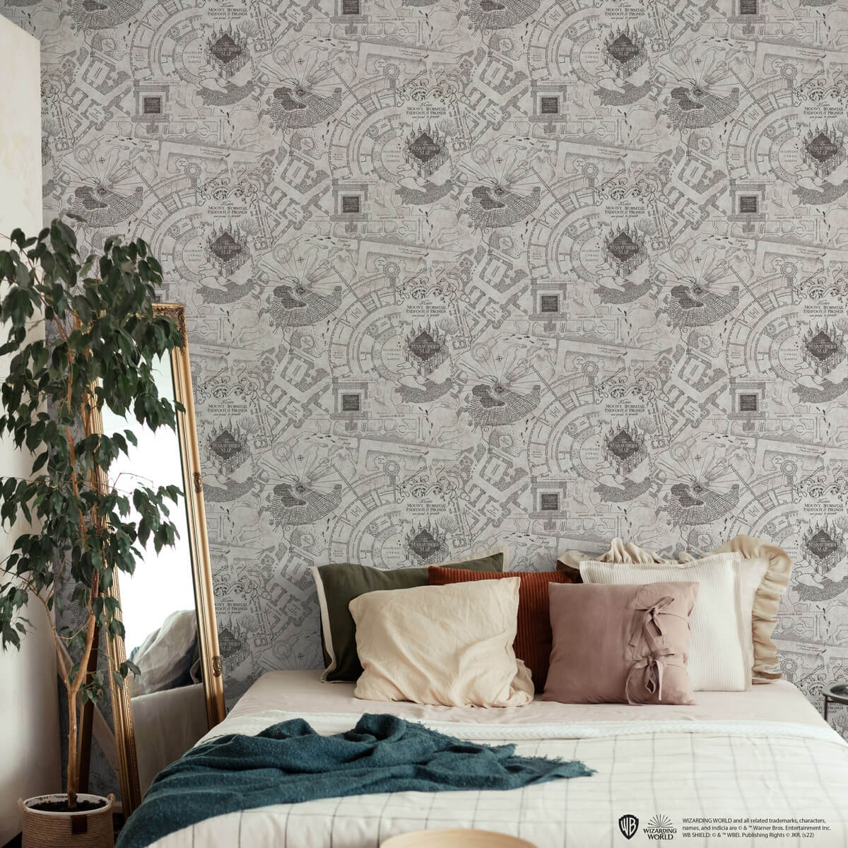 Harry Potter Marauder's Map Peel & Stick Wallpaper - Gray