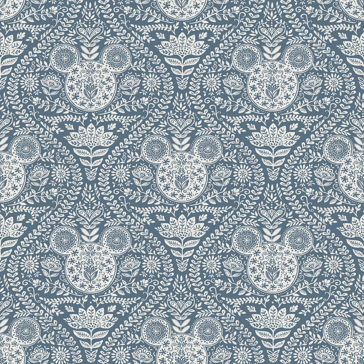 Disney Mickey Mouse Block Print Peel & Stick Wallpaper Sample - Blue