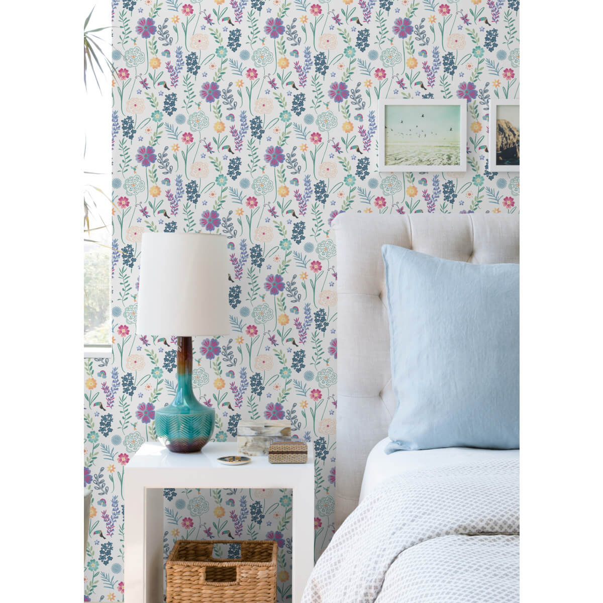 Disney Encanto Embroidery Floral Peel & Stick Wallpaper Sample - White