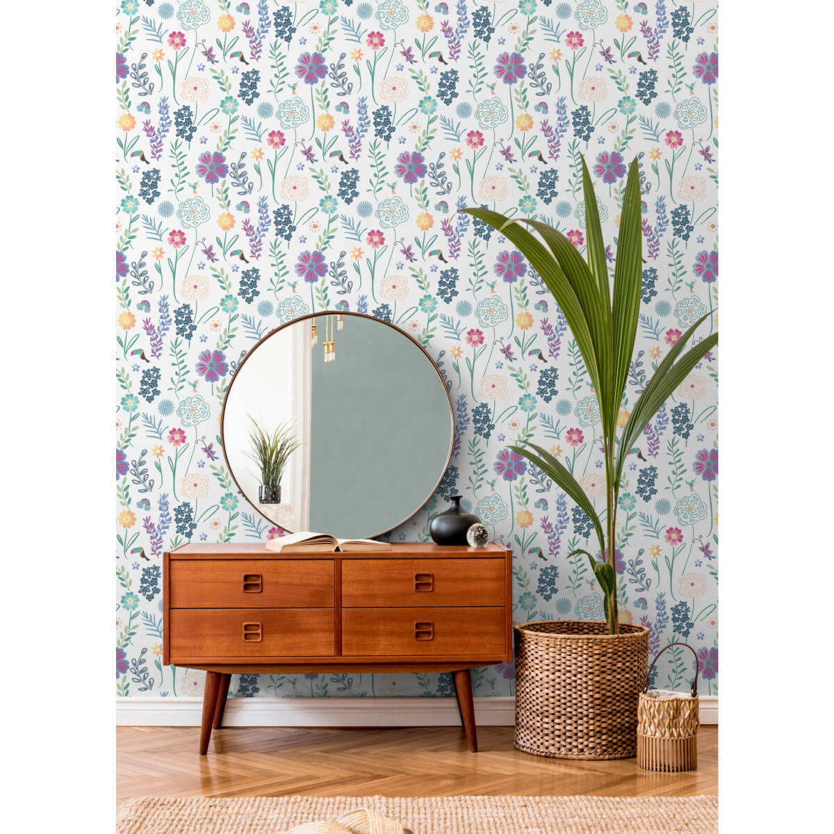 Disney Encanto Embroidery Floral Peel & Stick Wallpaper Sample - White