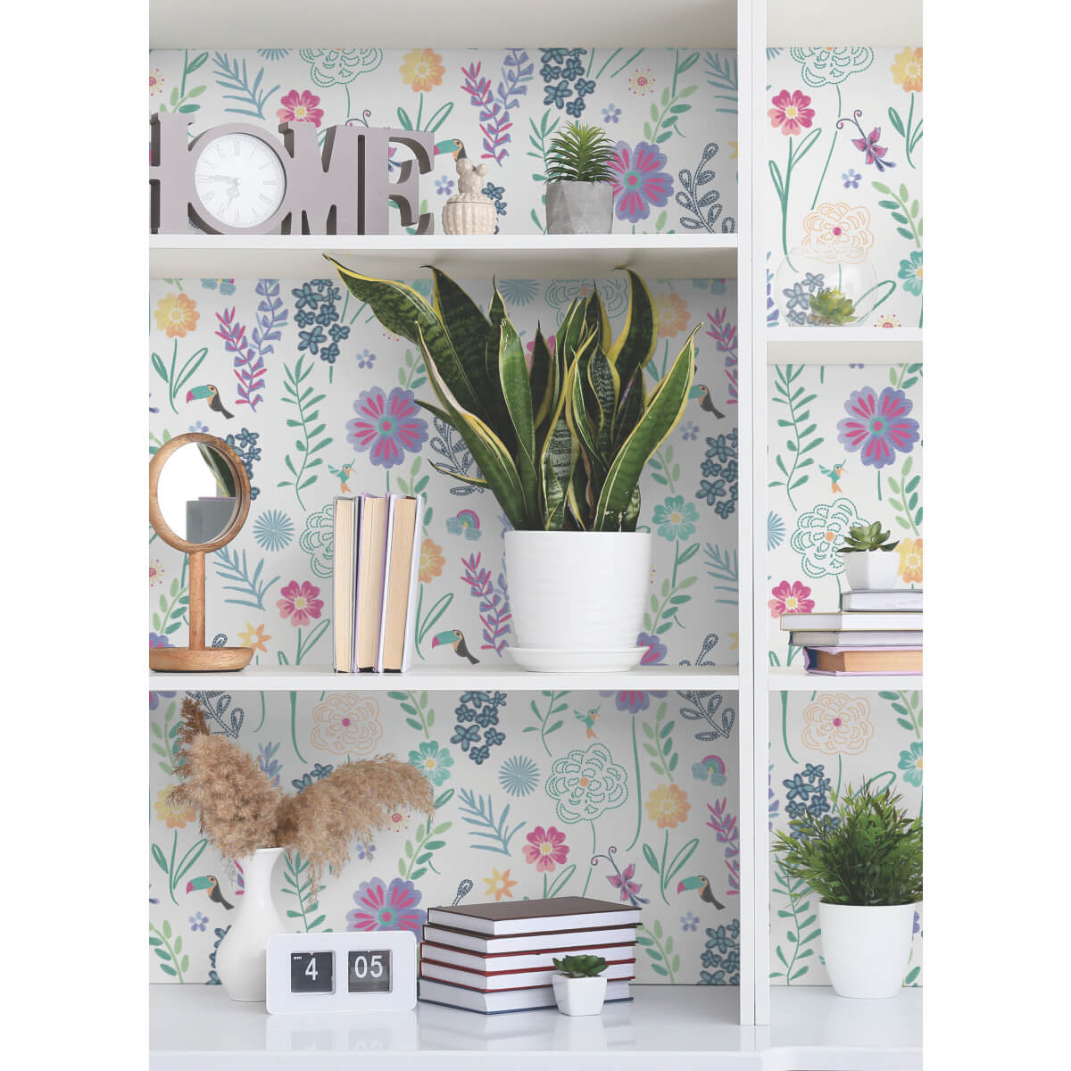 Disney Encanto Embroidery Floral Peel & Stick Wallpaper Sample - White
