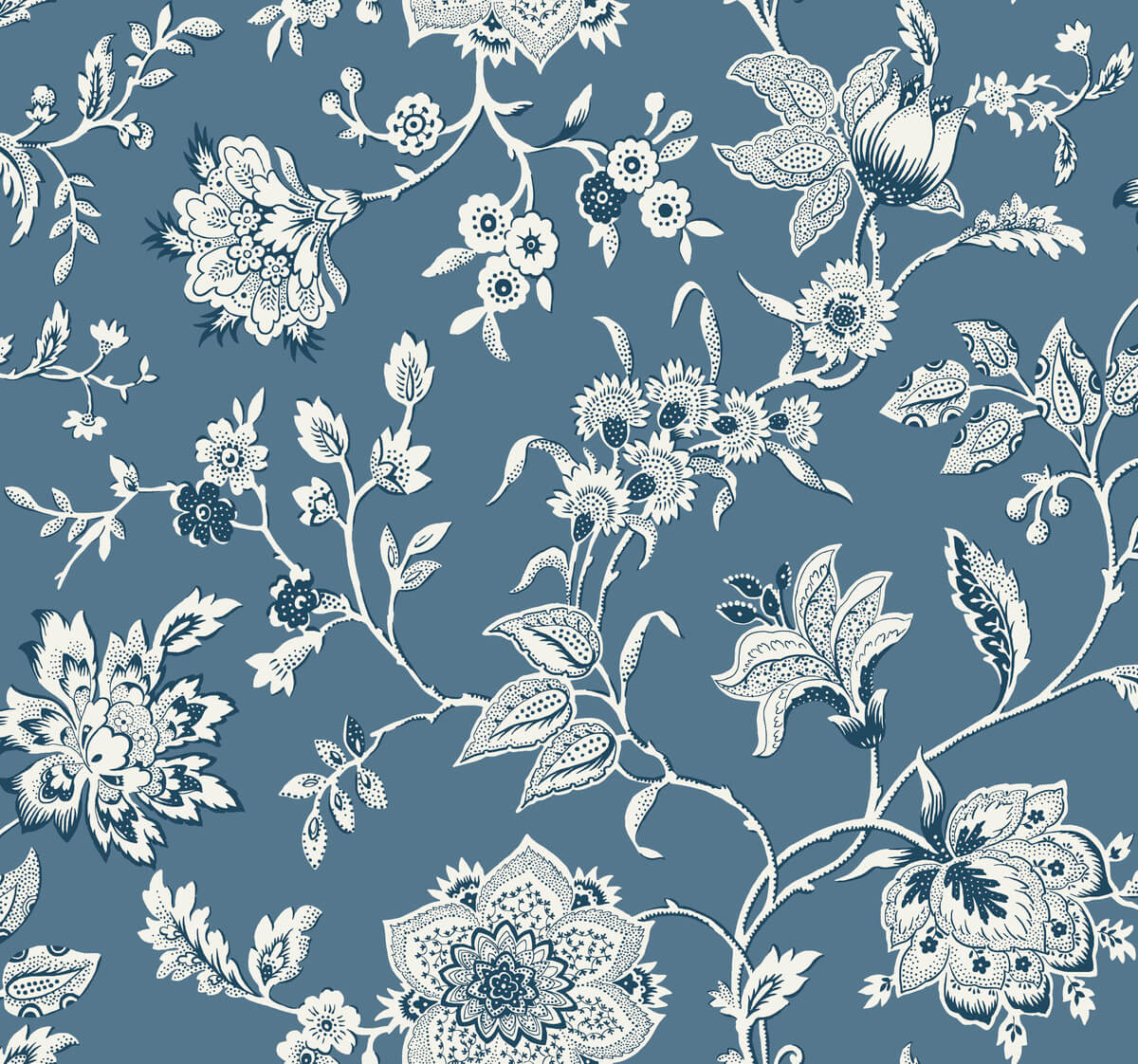 York Toile Sutton Wallpaper Sample - Blue