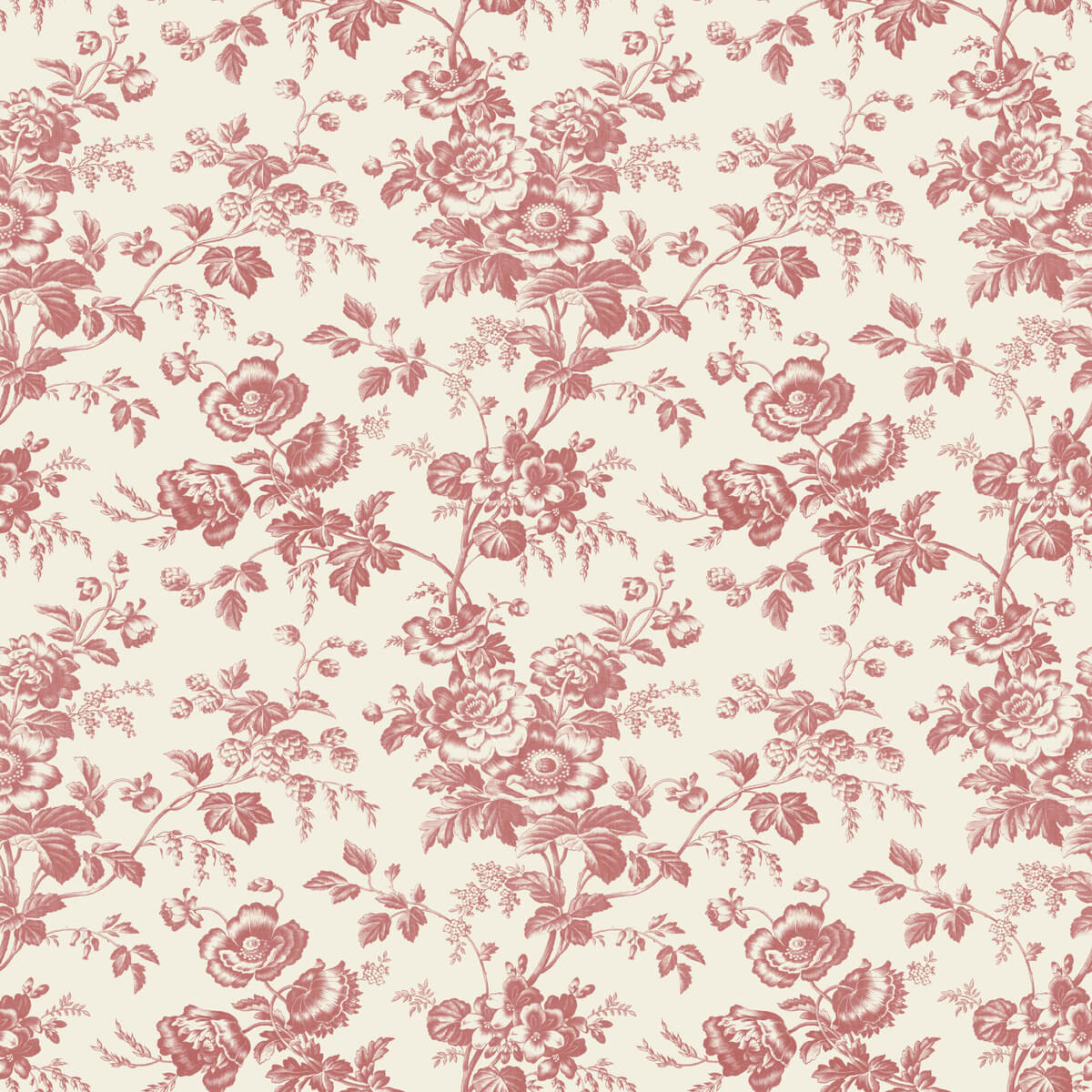 York Toile Anemone Toile Wallpaper Sample - Red