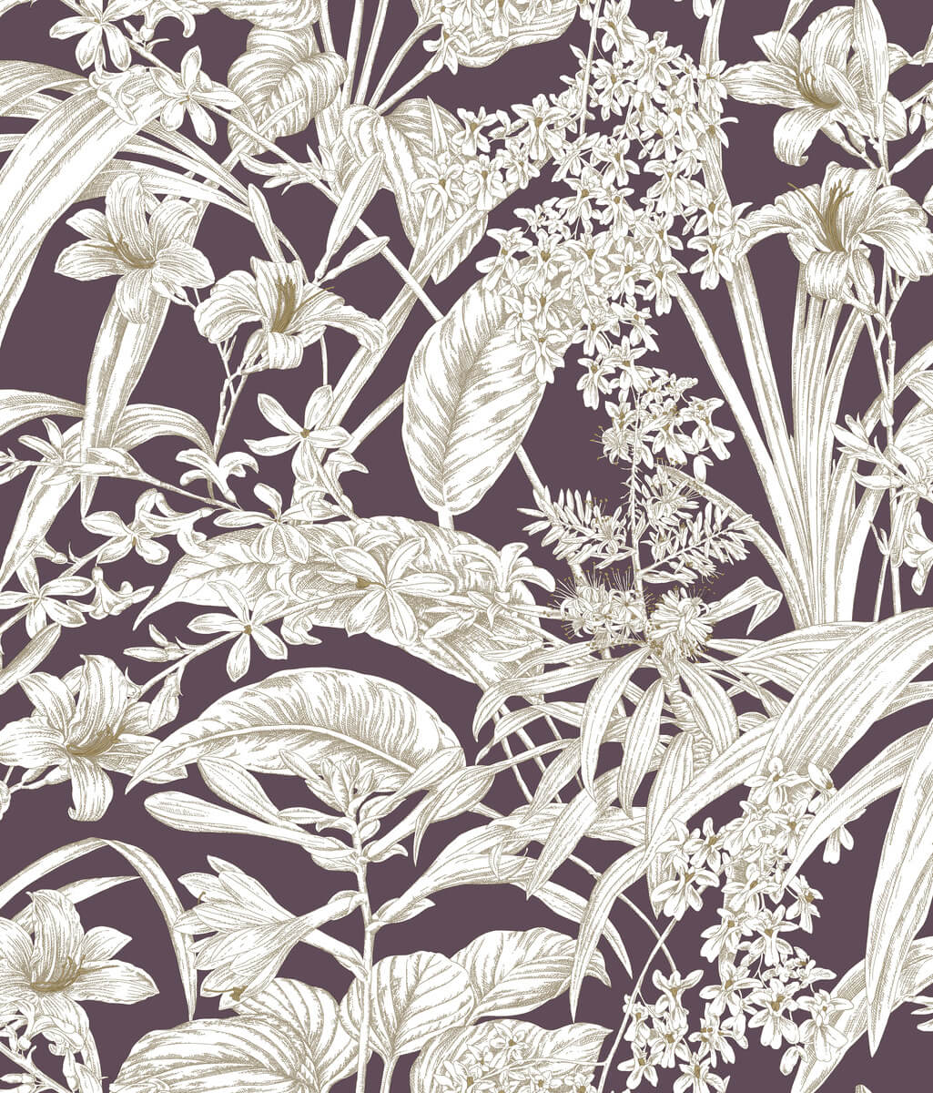 York Toile Orchid Conservatory Toile Wallpaper Sample - Purple