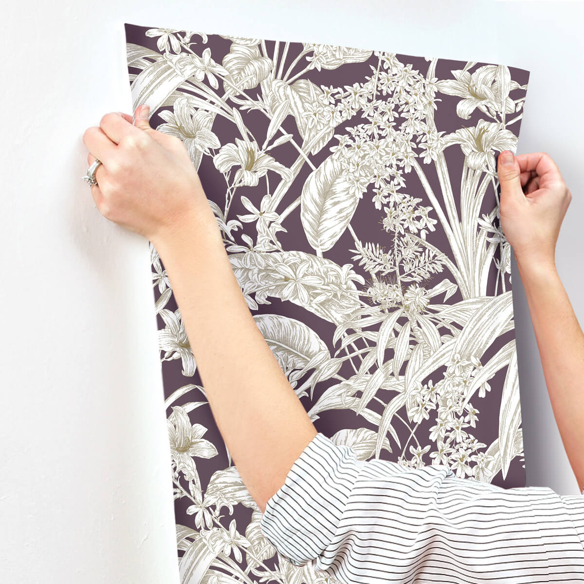 York Toile Orchid Conservatory Toile Wallpaper Sample - Purple