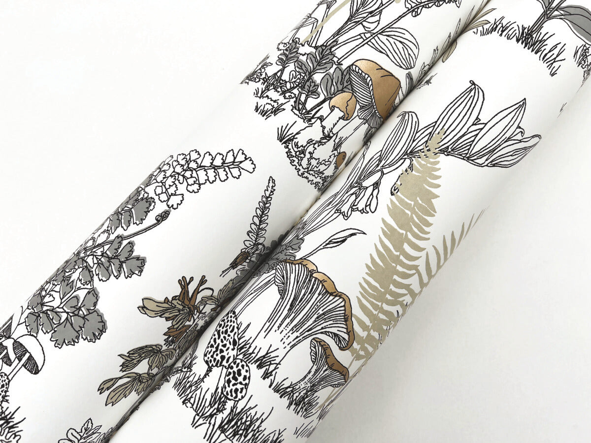 York Toile Mushroom Garden Toile Wallpaper - Gray