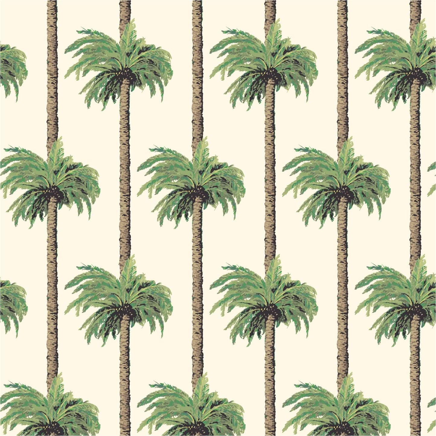 Mitchell Black Retro Tiki Palm Trees Wallpaper Sample - Linen