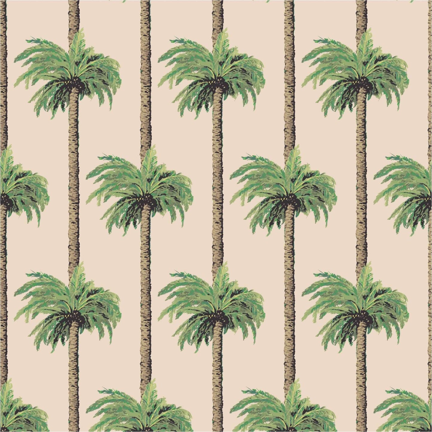 Mitchell Black Retro Tiki Palm Trees Wallpaper Sample - Tan