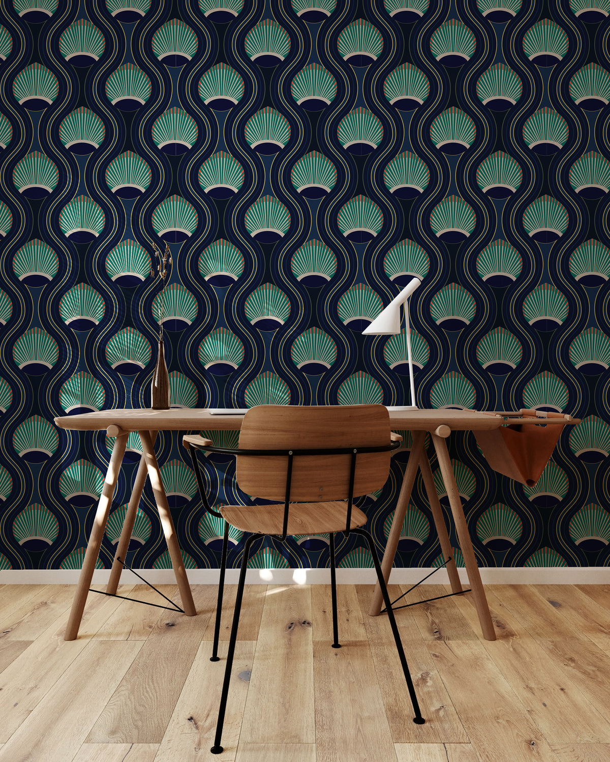 Mitchell Black Julianne Taylor Style Riviere Wallpaper Sample - Blue