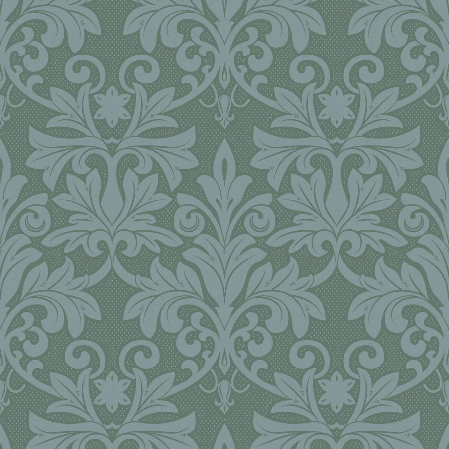 Mitchell Black Rococo Relief Wallpaper Sample - Blue Green