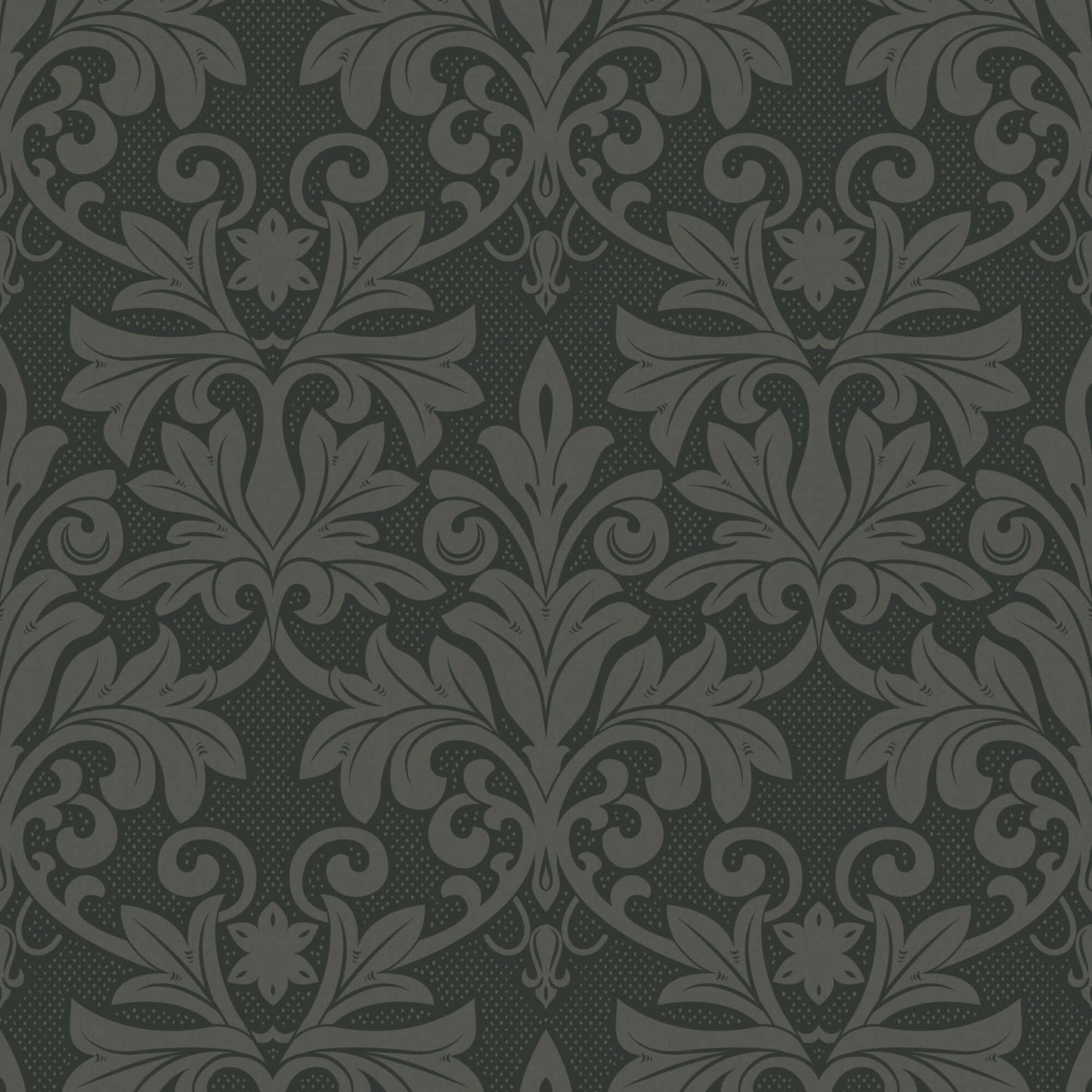 Mitchell Black Rococo Relief Wallpaper Sample - Obsidian