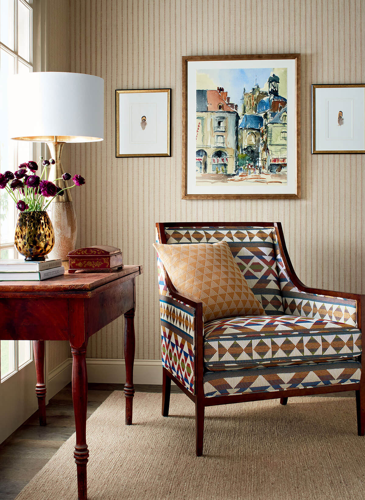 Thibaut Stripes & Checks Resource Ryker Stripe Wallpaper - Beige