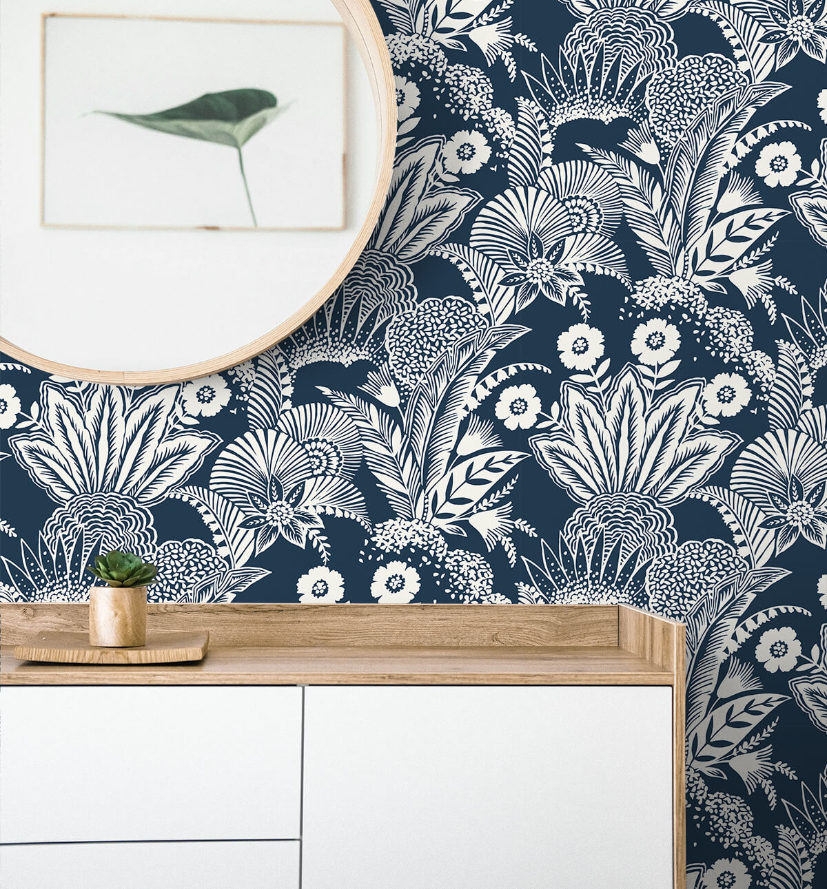 Seabrook Summer House Suvi Palm Grove Wallpaper - Nautical Blue