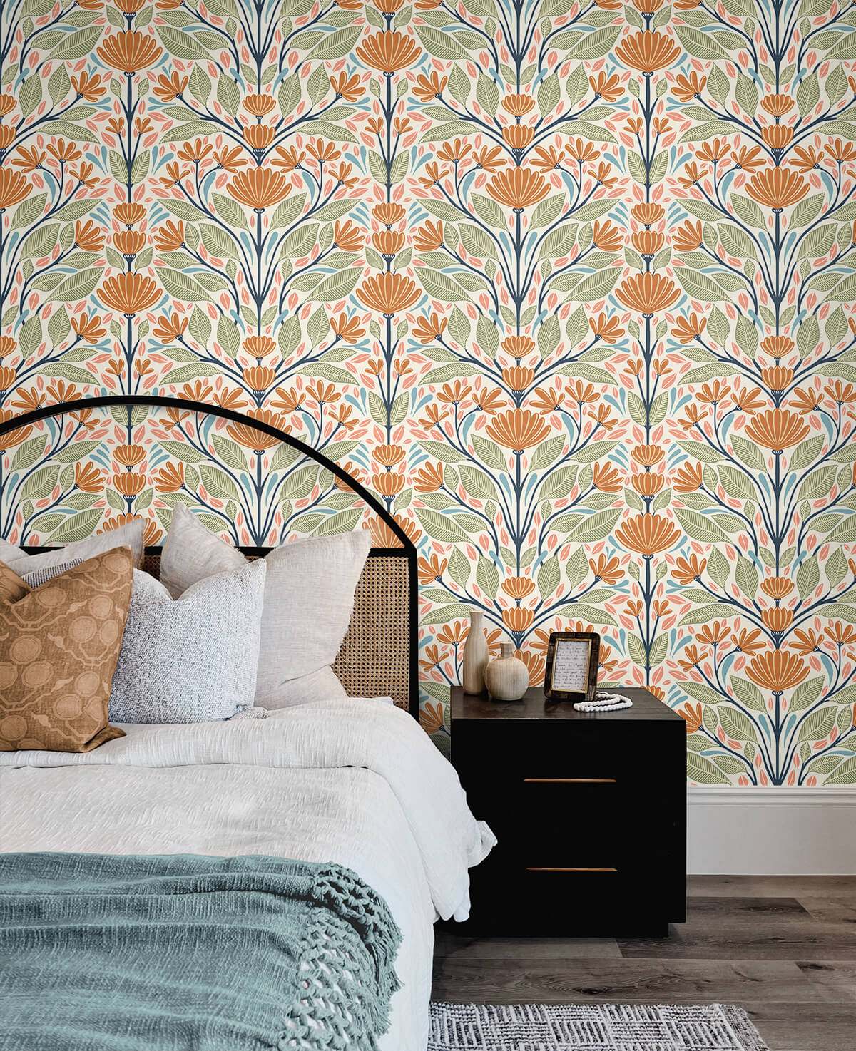 Seabrook Summer House Carmela Folk Floral Wallpaper - Summer Ends