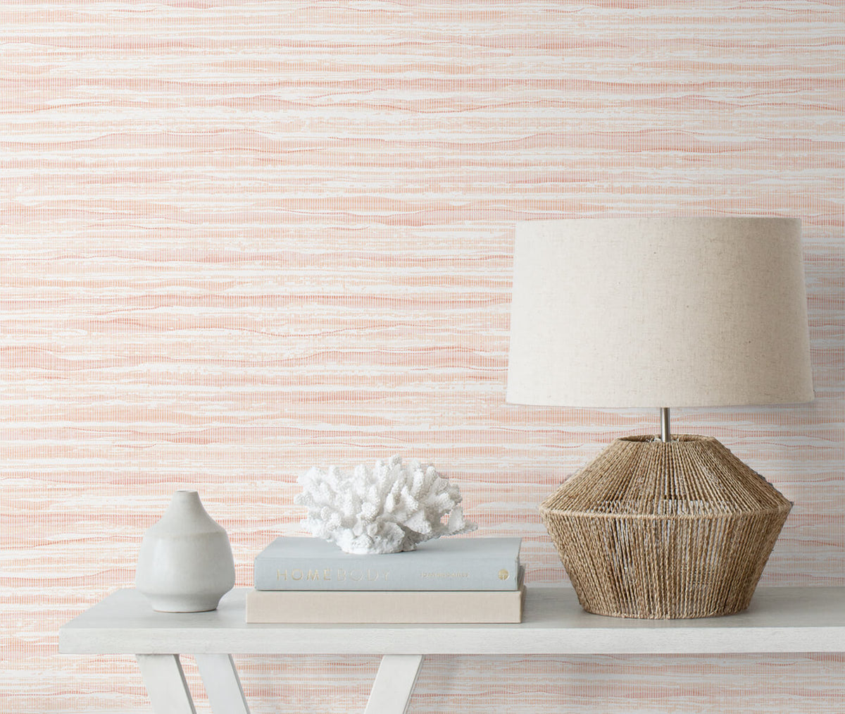 Seabrook Summer House Skye Wave Stringcloth Wallpaper - Sunrise Sky