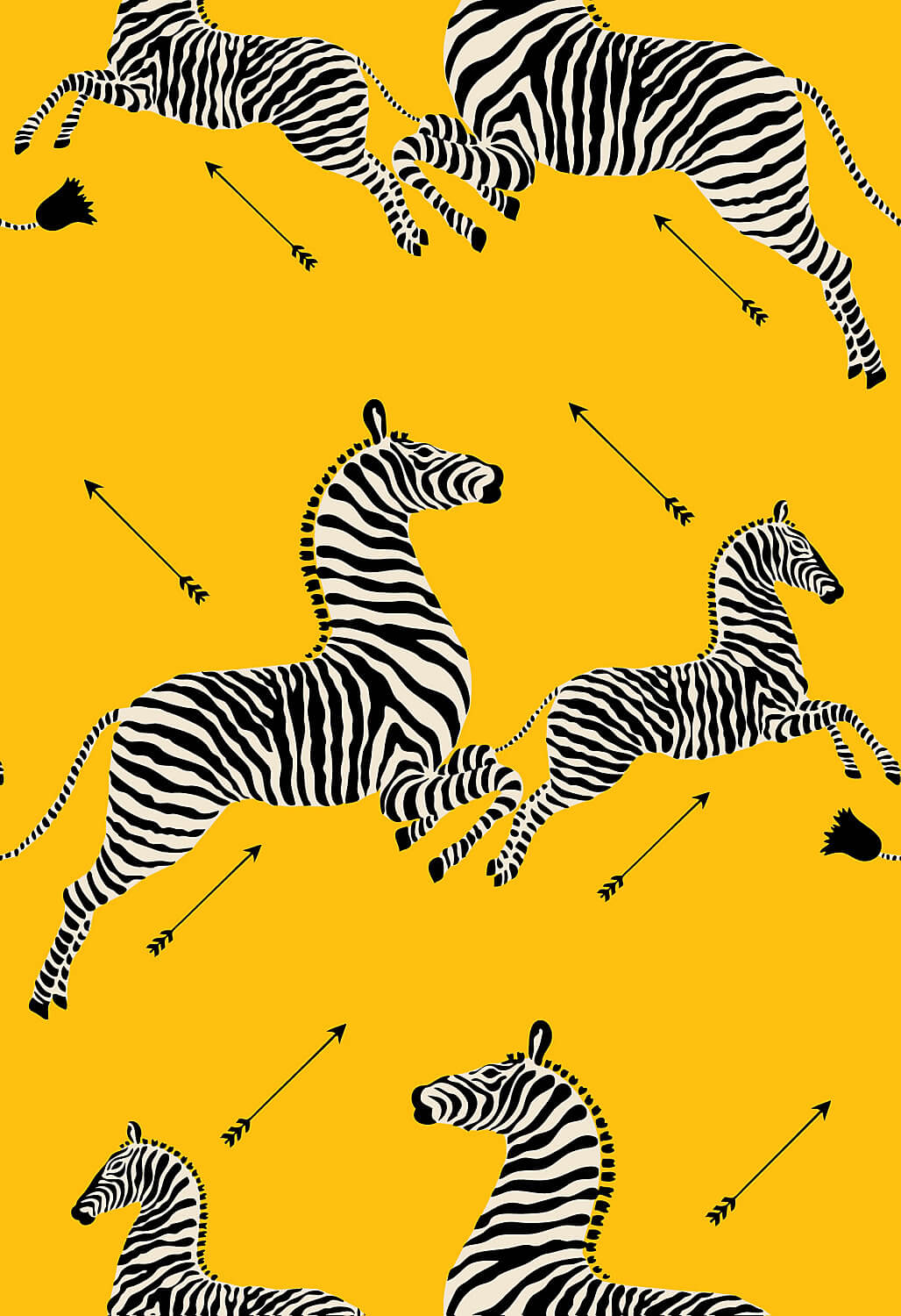 Scalamandre Zebras Collection Zebras Wallpaper Sample - Yellow
