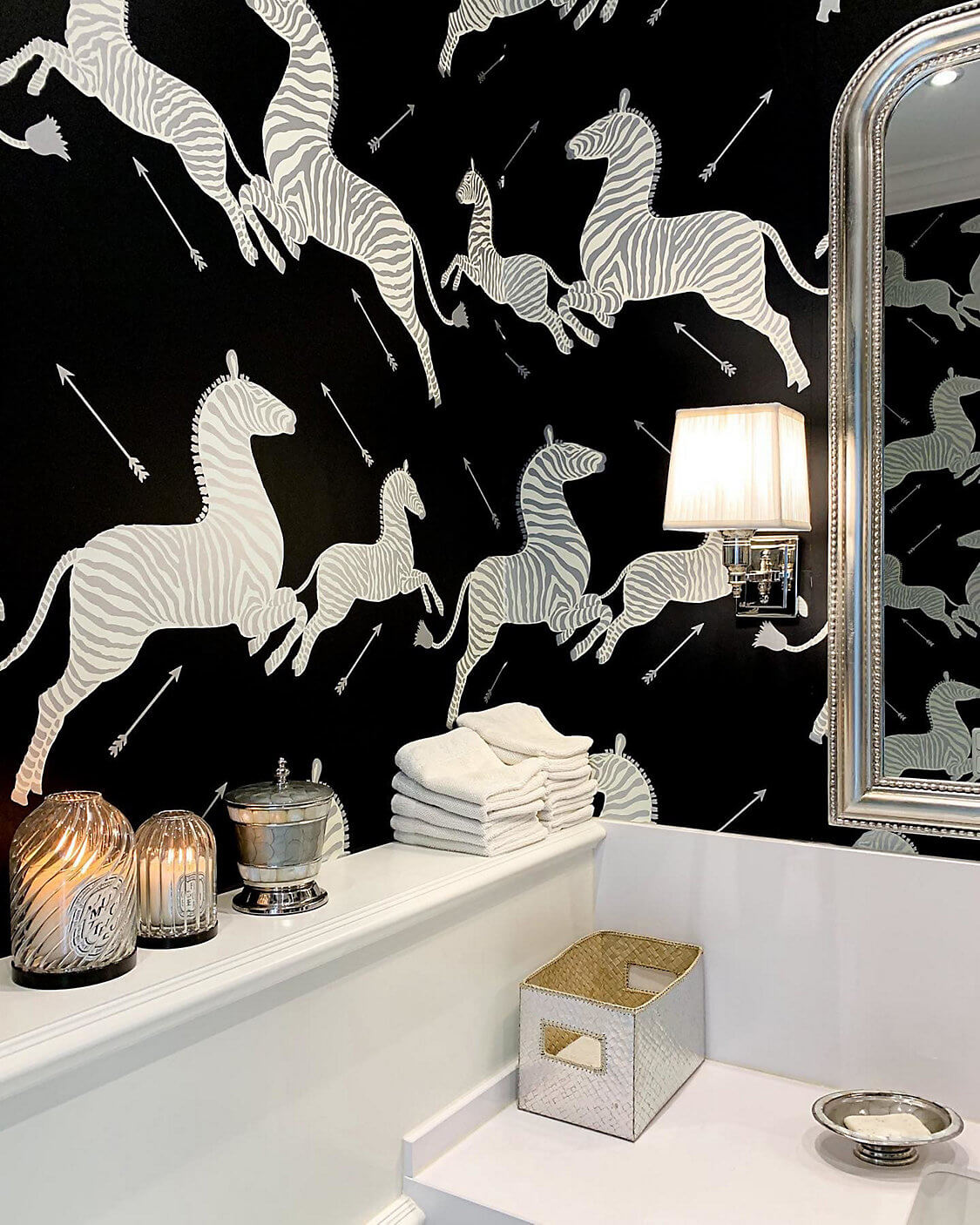 Scalamandre Zebras Collection Zebras Wallpaper - Black & Silver