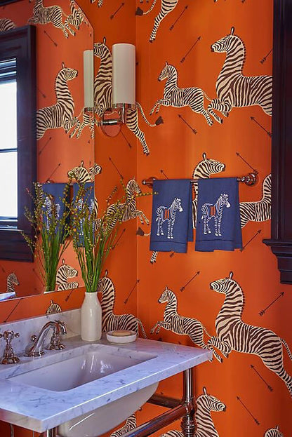 Scalamandre Zebras Collection Zebras Wallpaper - Orange