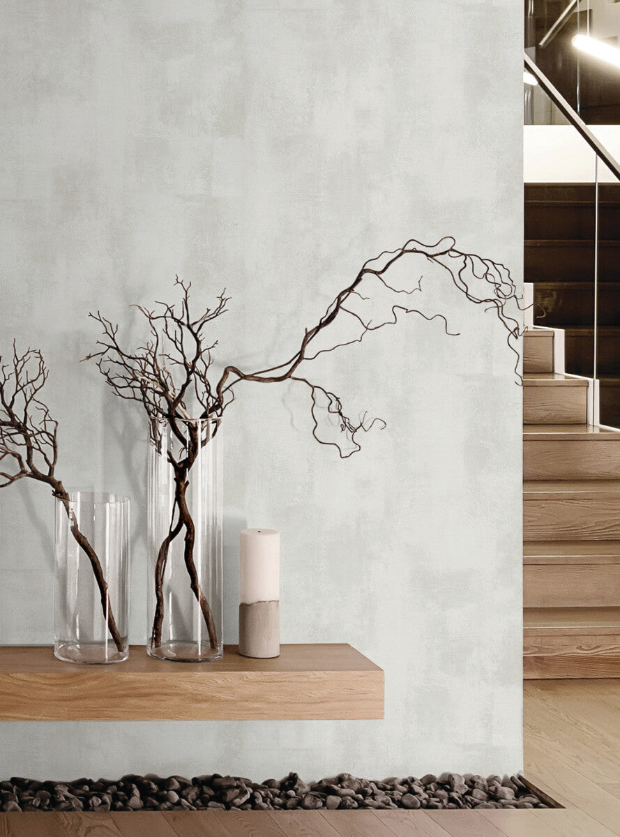 York Montecito Italian Plaster Wallpaper - Fog