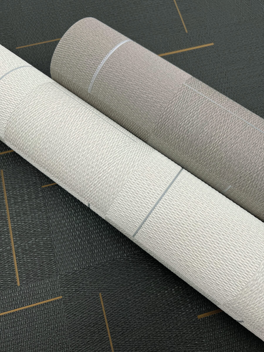 York Signature Textures Geo Block Weave Wallpaper - Ivory