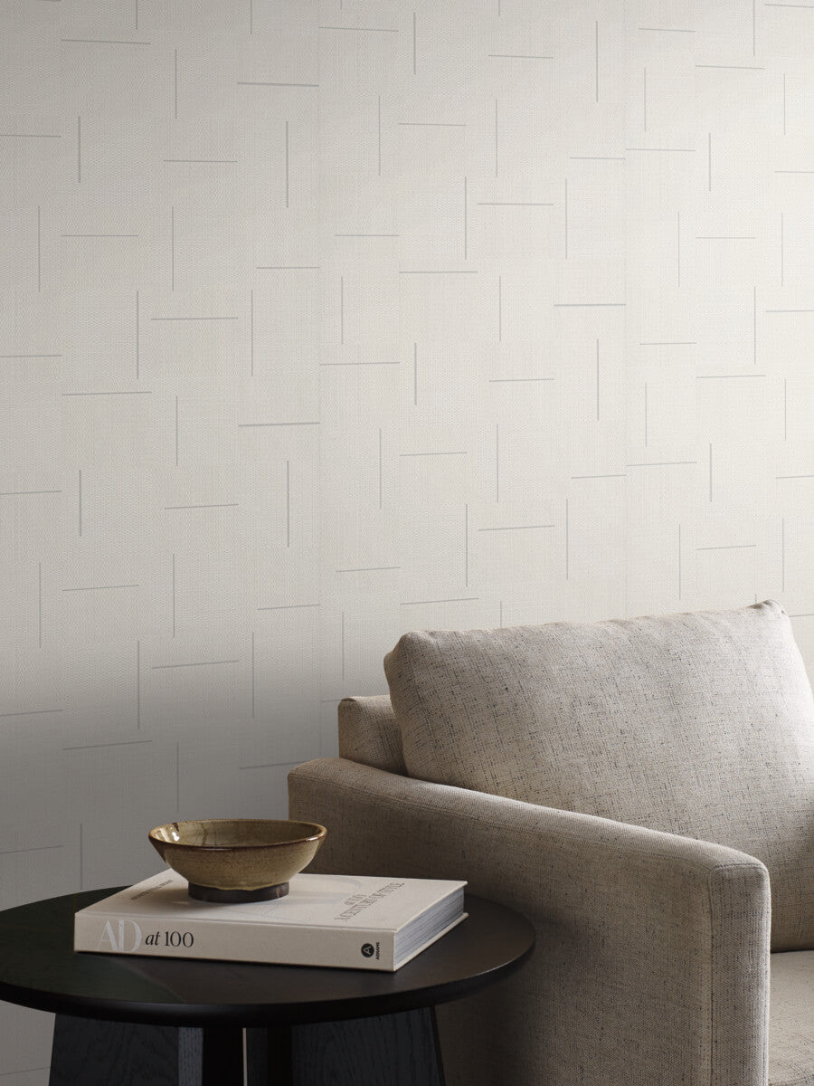 York Signature Textures Geo Block Weave Wallpaper - Ivory
