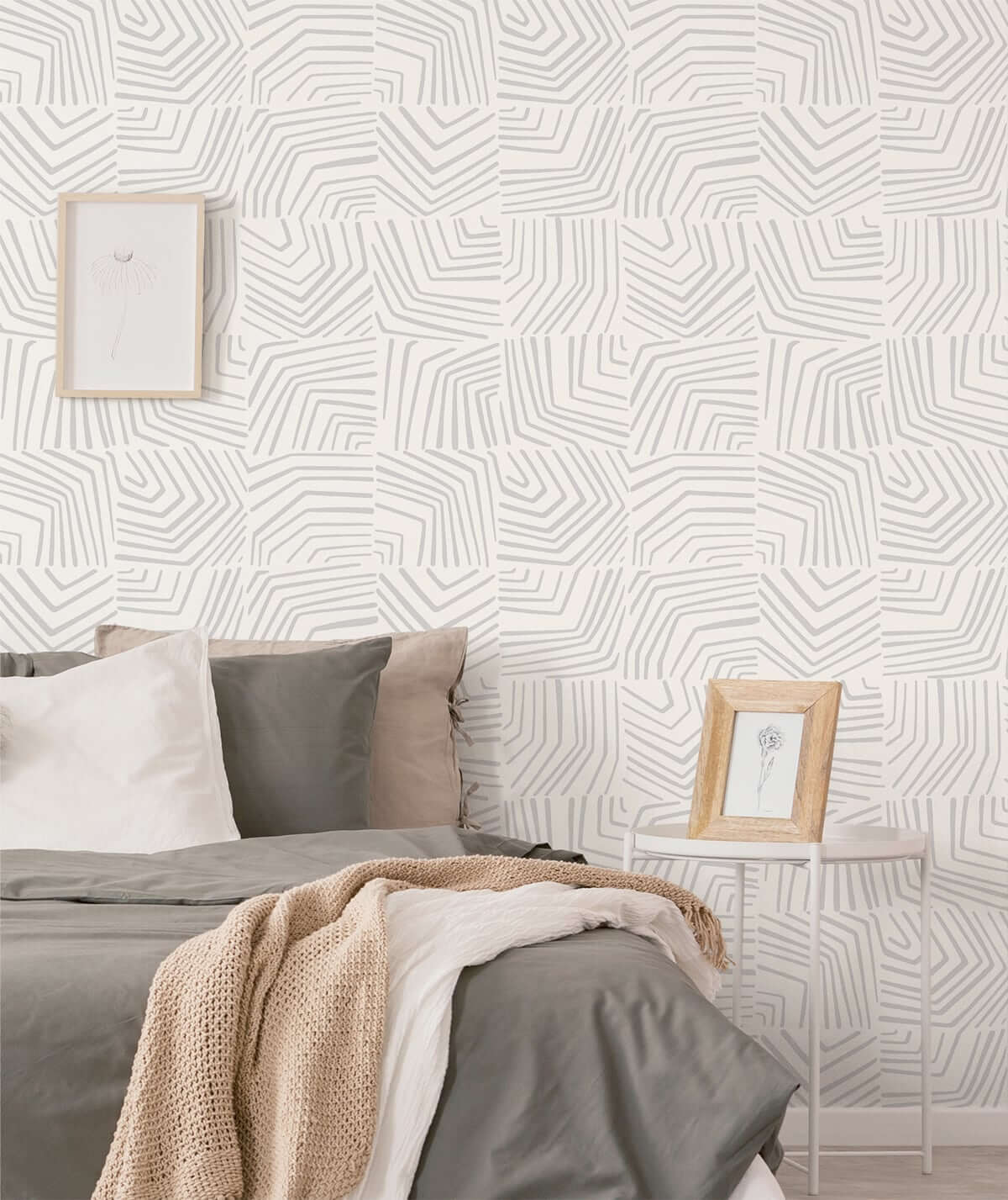 Seabrook The Simple Life Linework Maze Wallpaper - Fog Grey