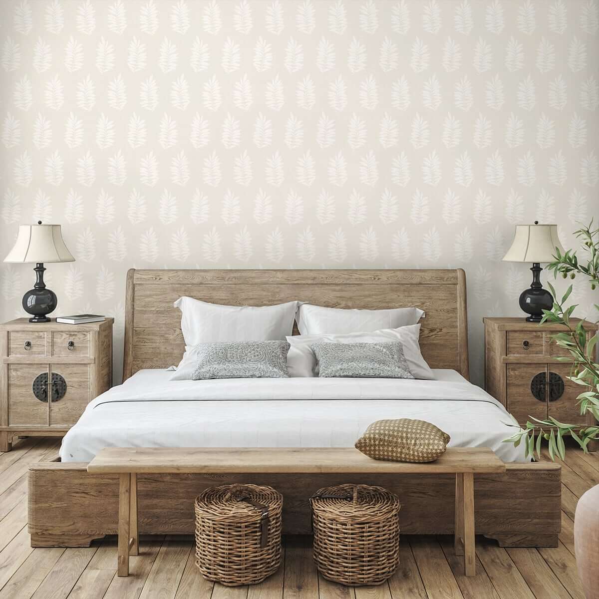 Seabrook The Simple Life Pinnate Silhouette Wallpaper - Almond