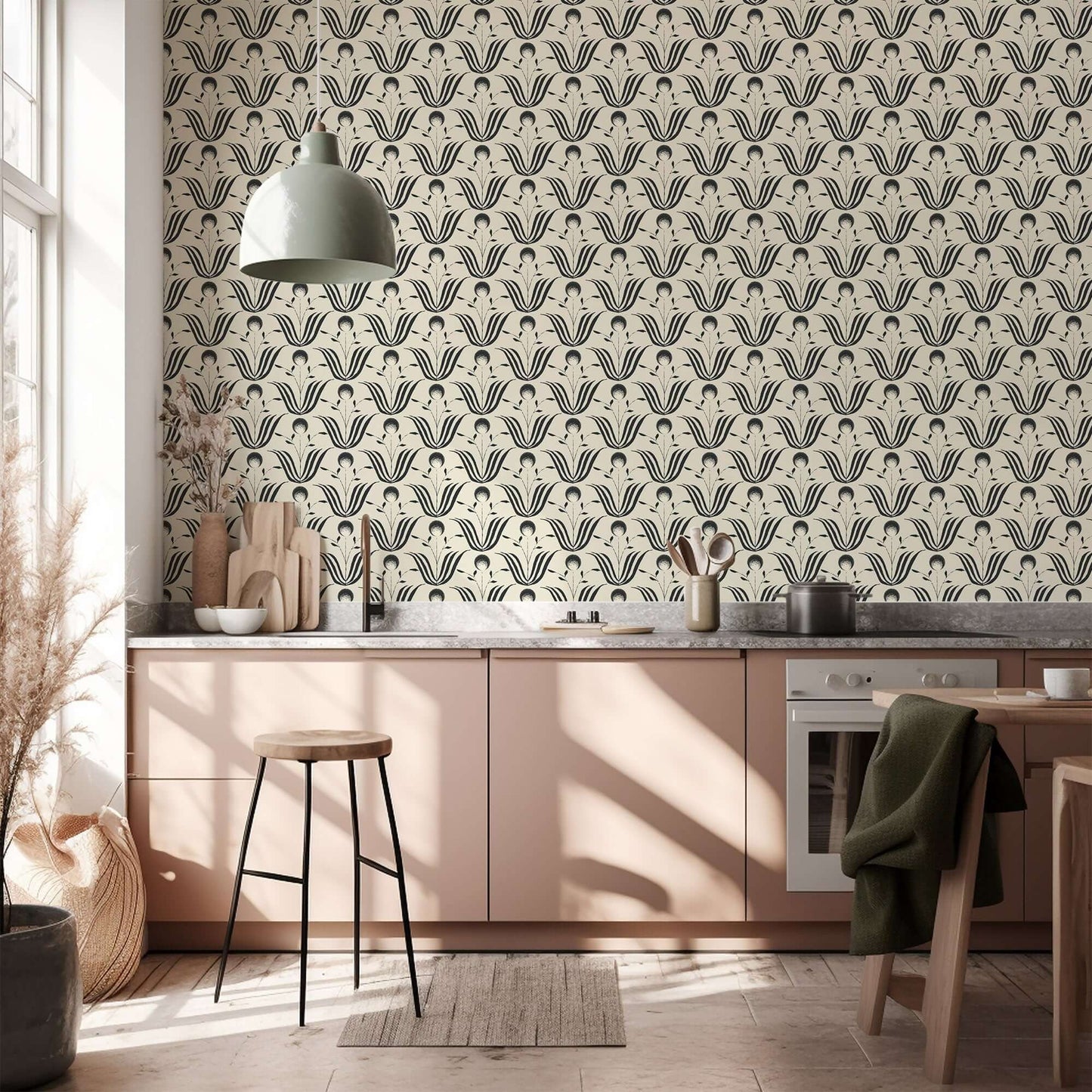 Mitchell Black Spring Bloom Wallpaper - Shell White
