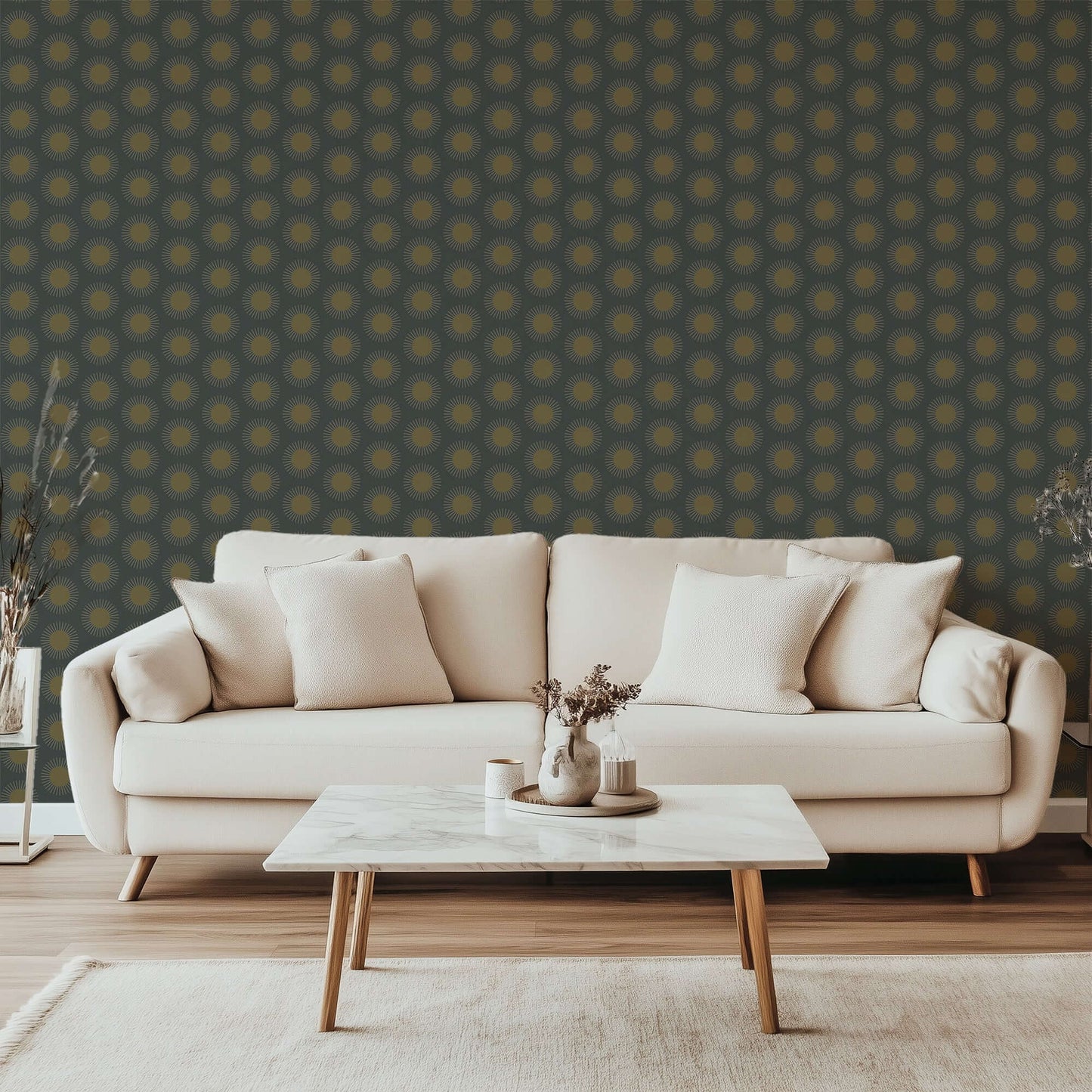 Mitchell Black Sunburst Wallpaper - Midnight Sun