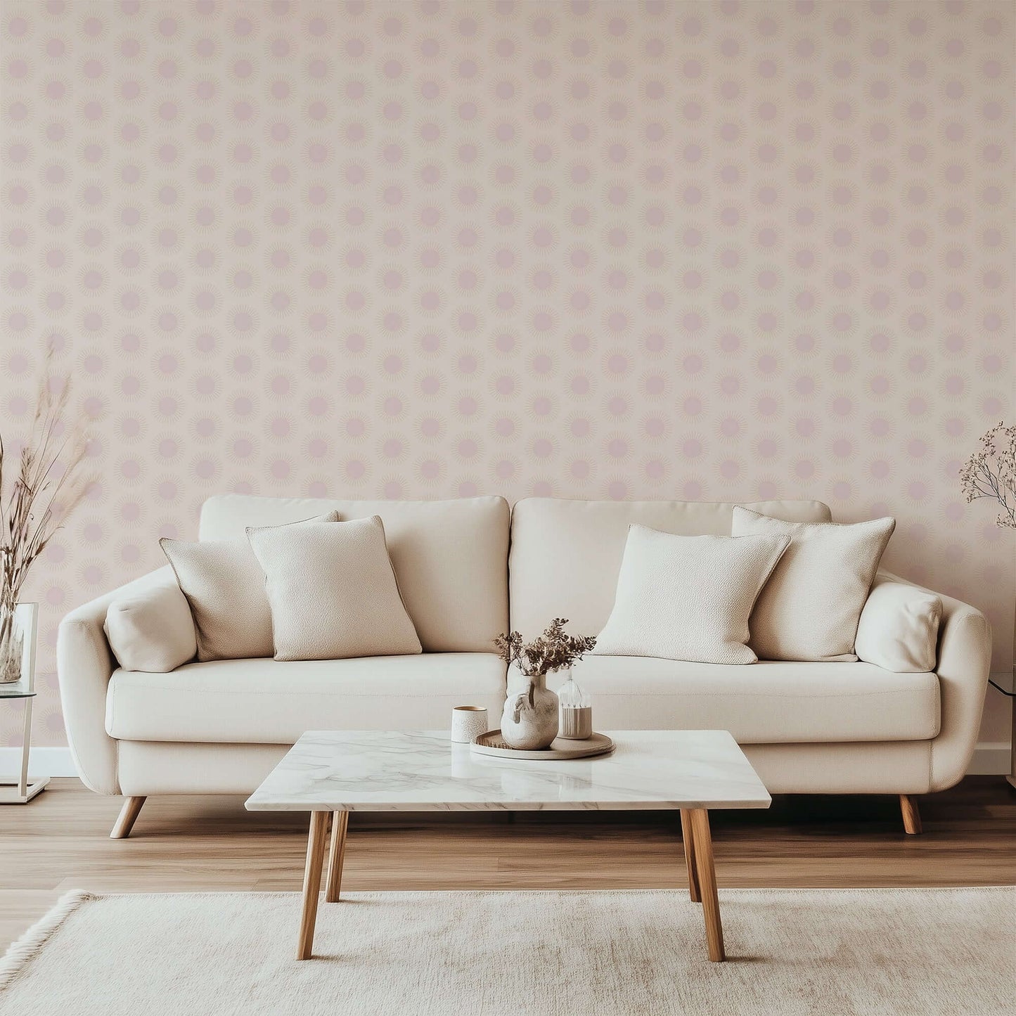Mitchell Black Sunburst Wallpaper - Pink Dreams