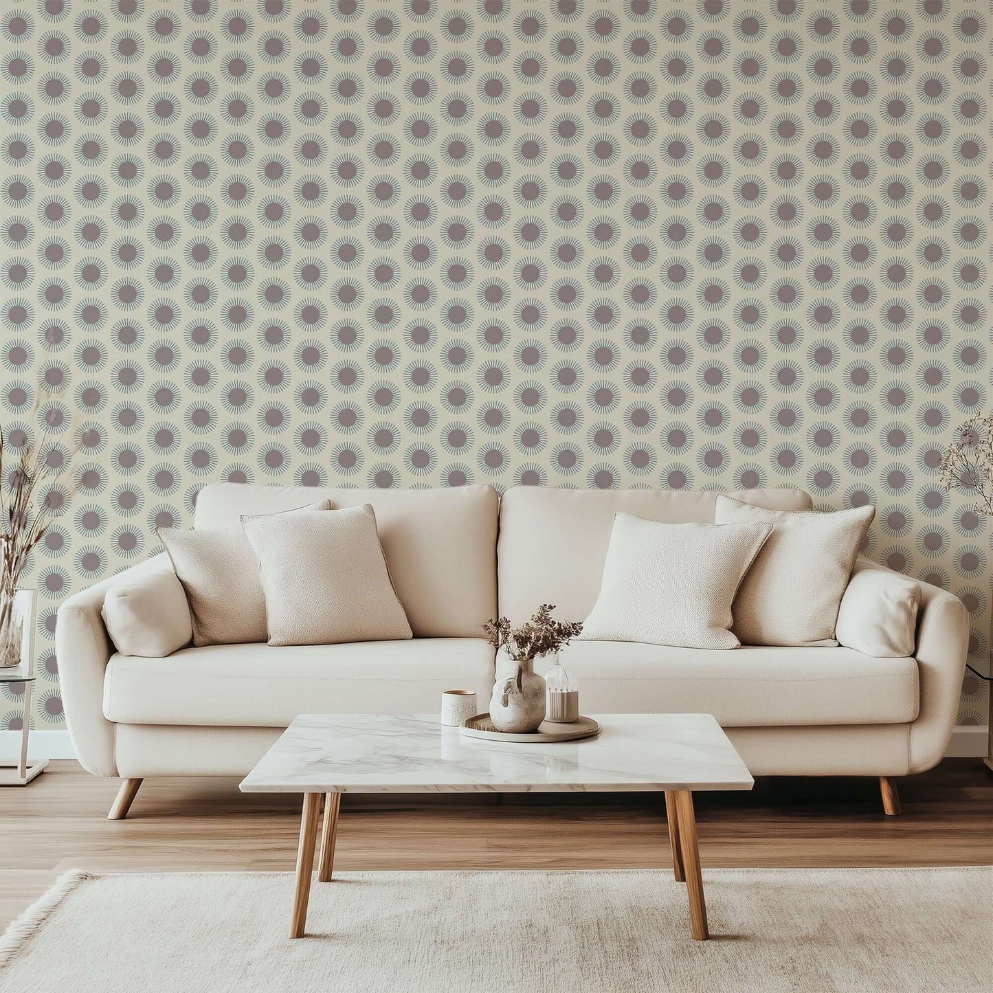 Mitchell Black Sunburst Wallpaper - Plum