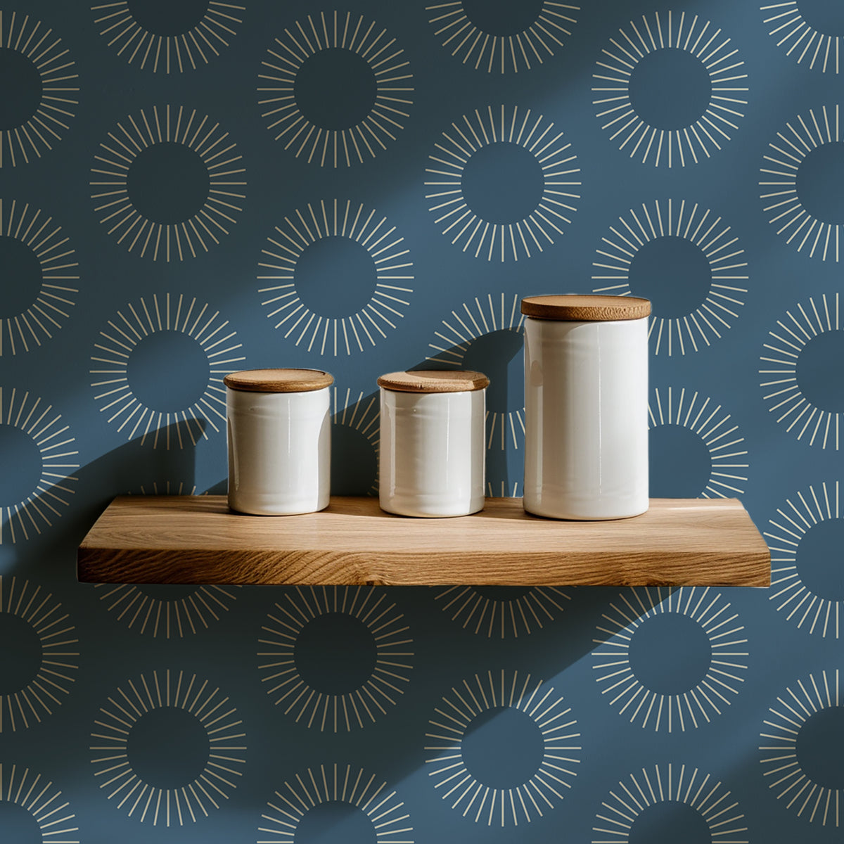 Mitchell Black Shape of Color Sunburst Wallpaper Sample - Blues