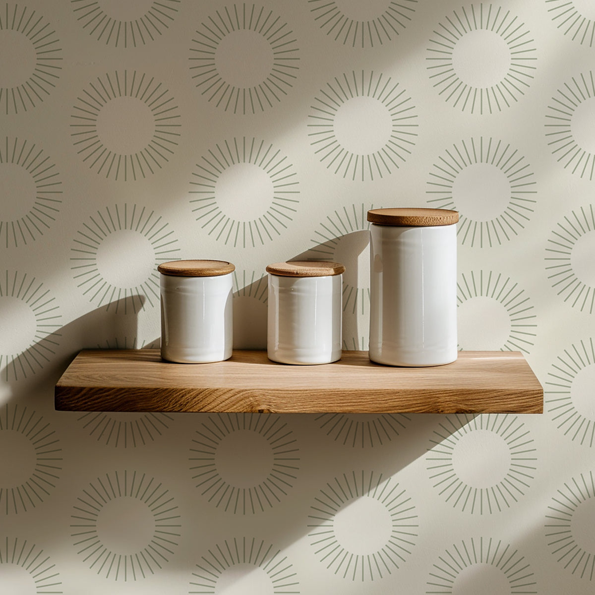 Mitchell Black Shape of Color Sunburst Wallpaper Sample - Linen
