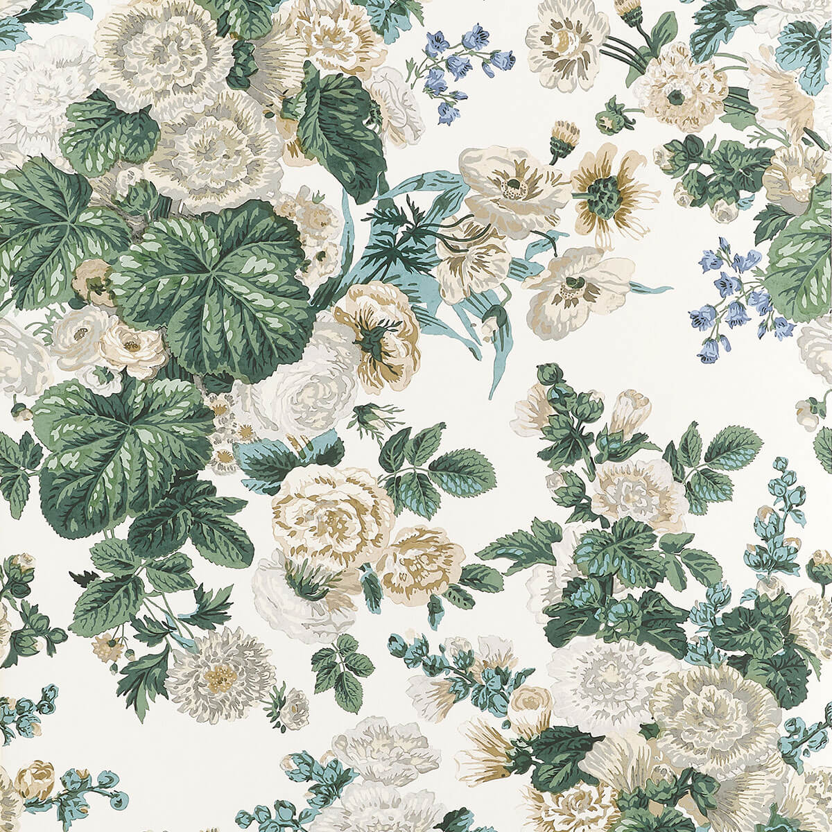Thibaut Boxwood Hidcote Wallpaper Sample - White
