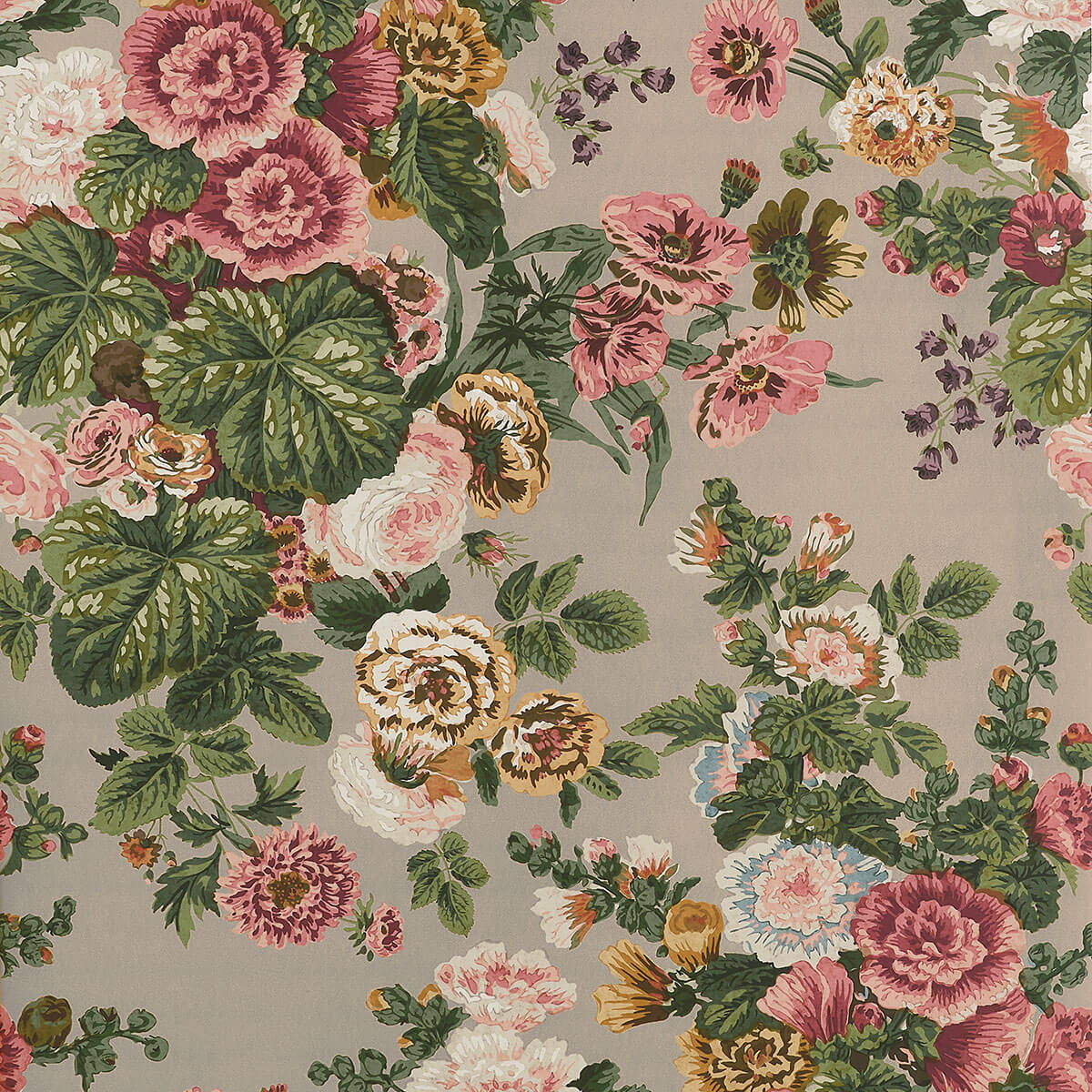 Thibaut Boxwood Hidcote Wallpaper Sample - Beige & Coral