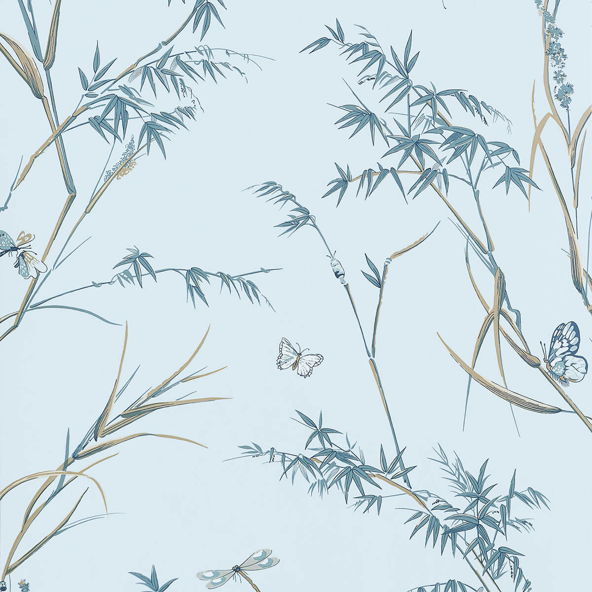 Thibaut Boxwood Virginia Wallpaper Sample - Spa Blue