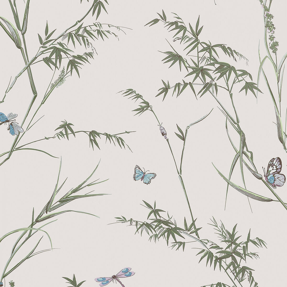 Thibaut Boxwood Virginia Wallpaper Sample - Beige & Sage