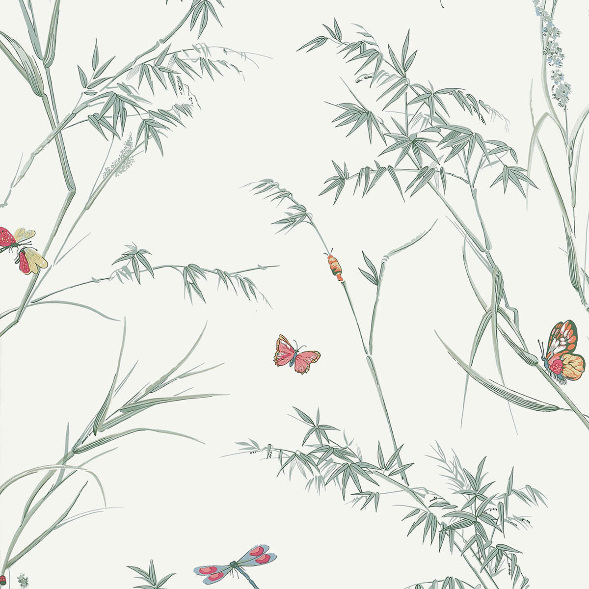 Thibaut Boxwood Virginia Wallpaper Sample - Soft Green